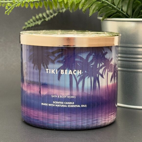 BBW Tiki Beach Bath & Body Works 3 Wick Candle - Picture 1 of 10